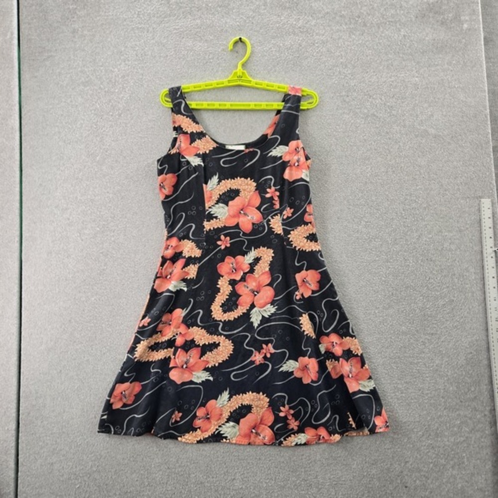 Tommy Bahama Women Dress 8 Black Silk Floral Fit & Flare Cottagecore‎ Sleeveless